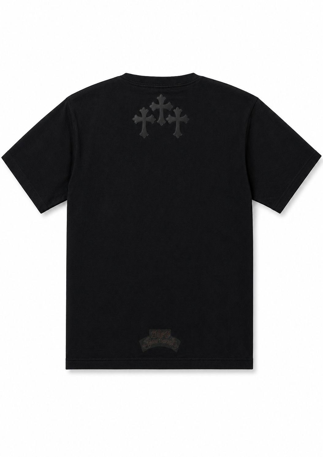 A&G【受注】LEATHER PATCH CROSS TEE/BK