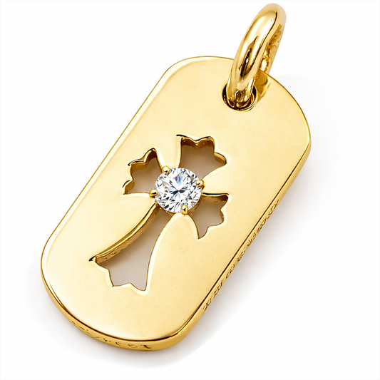 A&G【時価・受注】 18k CUT OUT CROSS MINI DOGTAG/DIAMOND