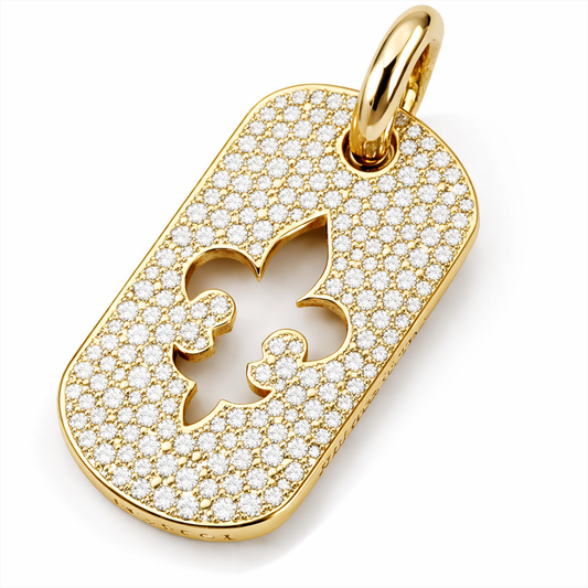 A&G【時価・受注】 18k CUT OUT FDL MINI DOGTAG/PAVE DIAMOND