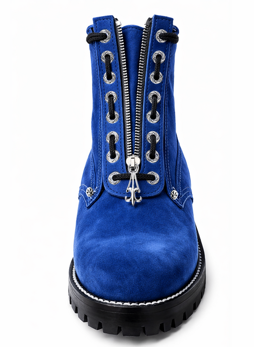 A&G【受注】6inc BOOTS BLUE SUEDE CROSS(Lace&Zip UP)