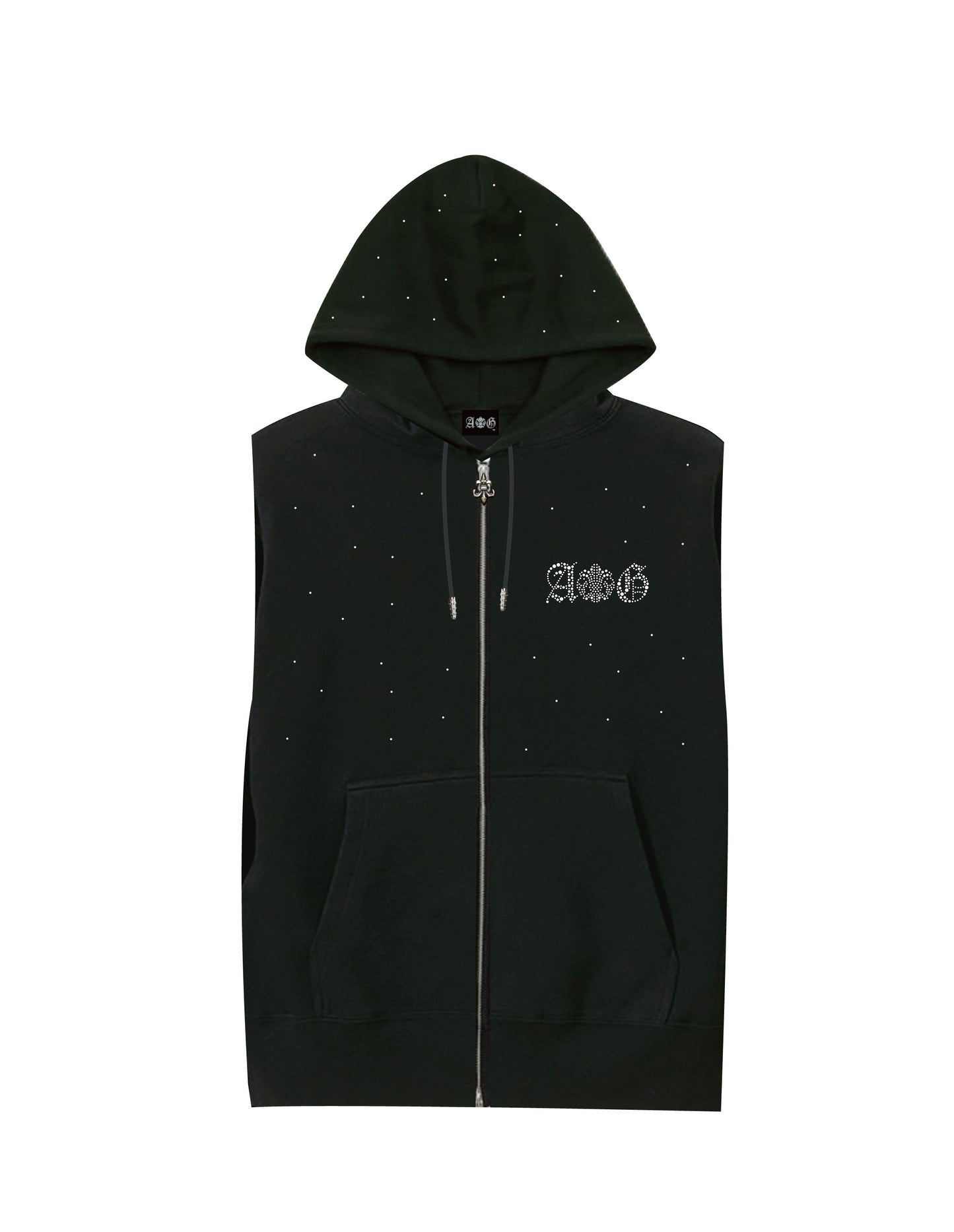 A&G NO SLEEVE HOODIE/FULL CRYSTAL