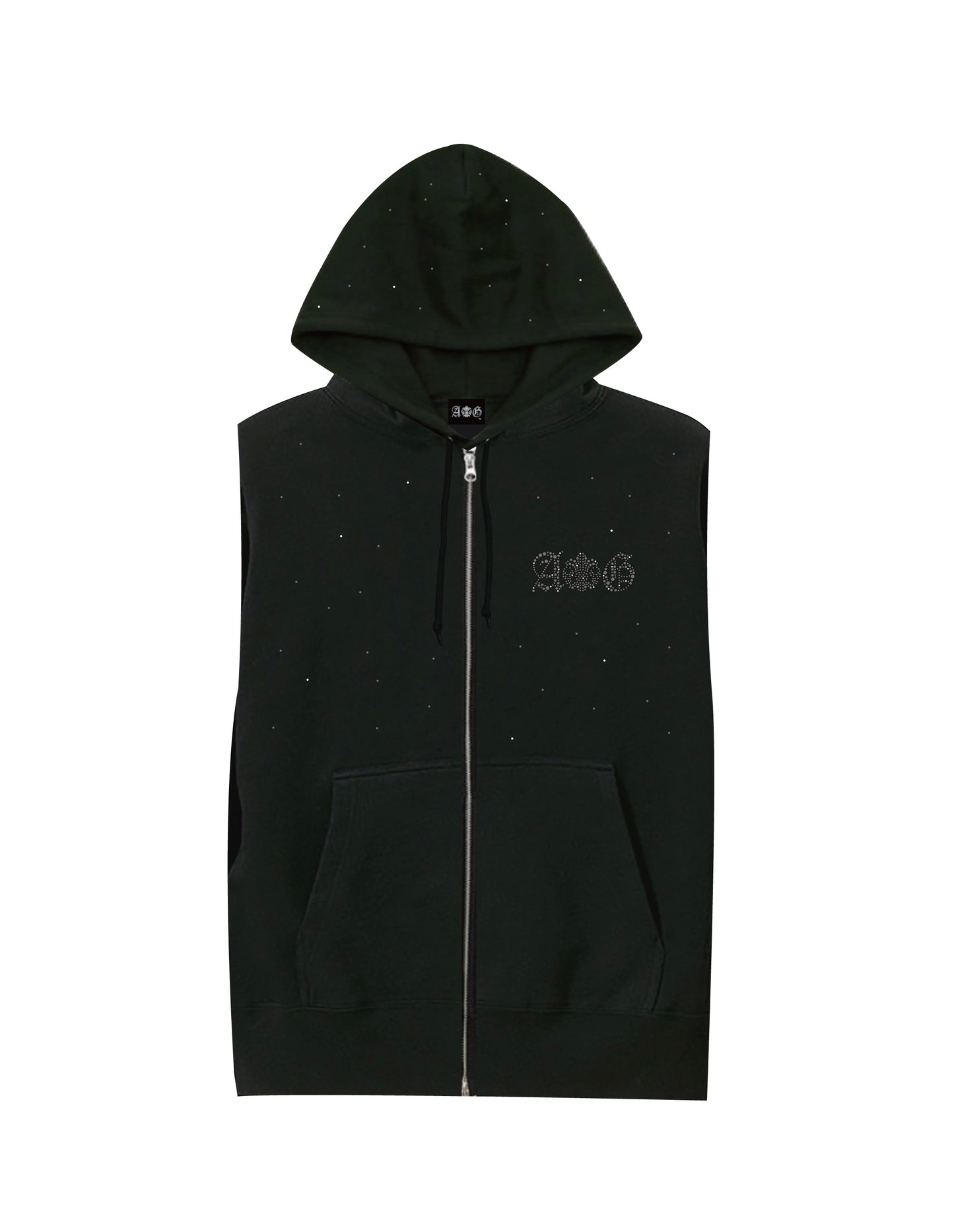 A&G NO SLEEVE HOODIE/FULL CRYSTAL