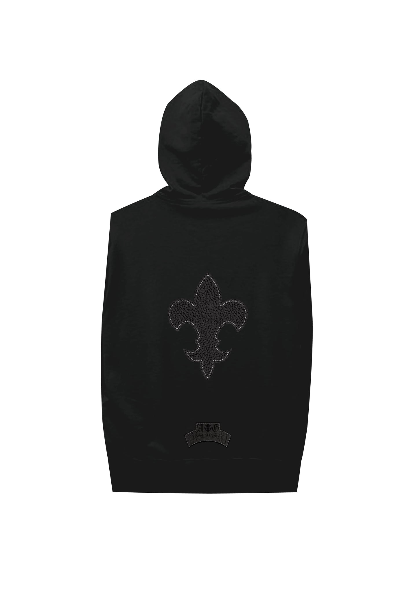 A&G NO SLEEVE HOODIE/LEATHER PATCH
