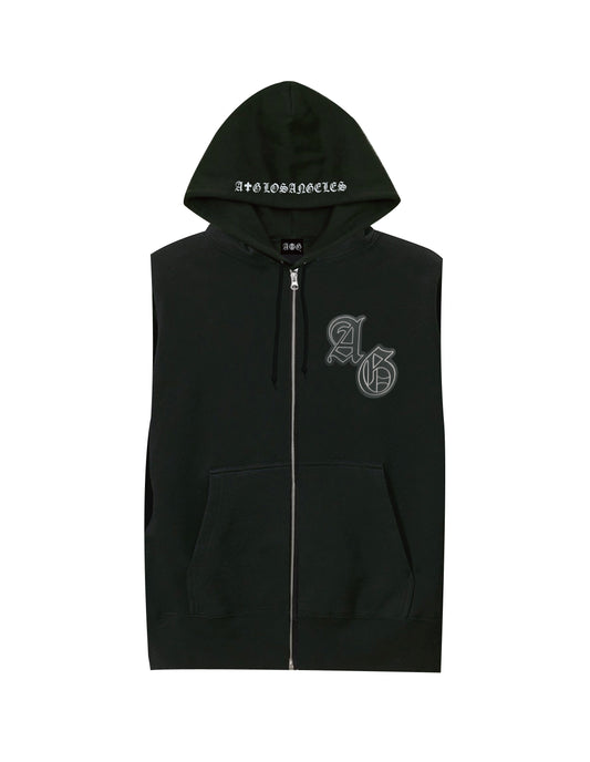 A&G NO SLEEVE HOODIE/LEATHER PATCH
