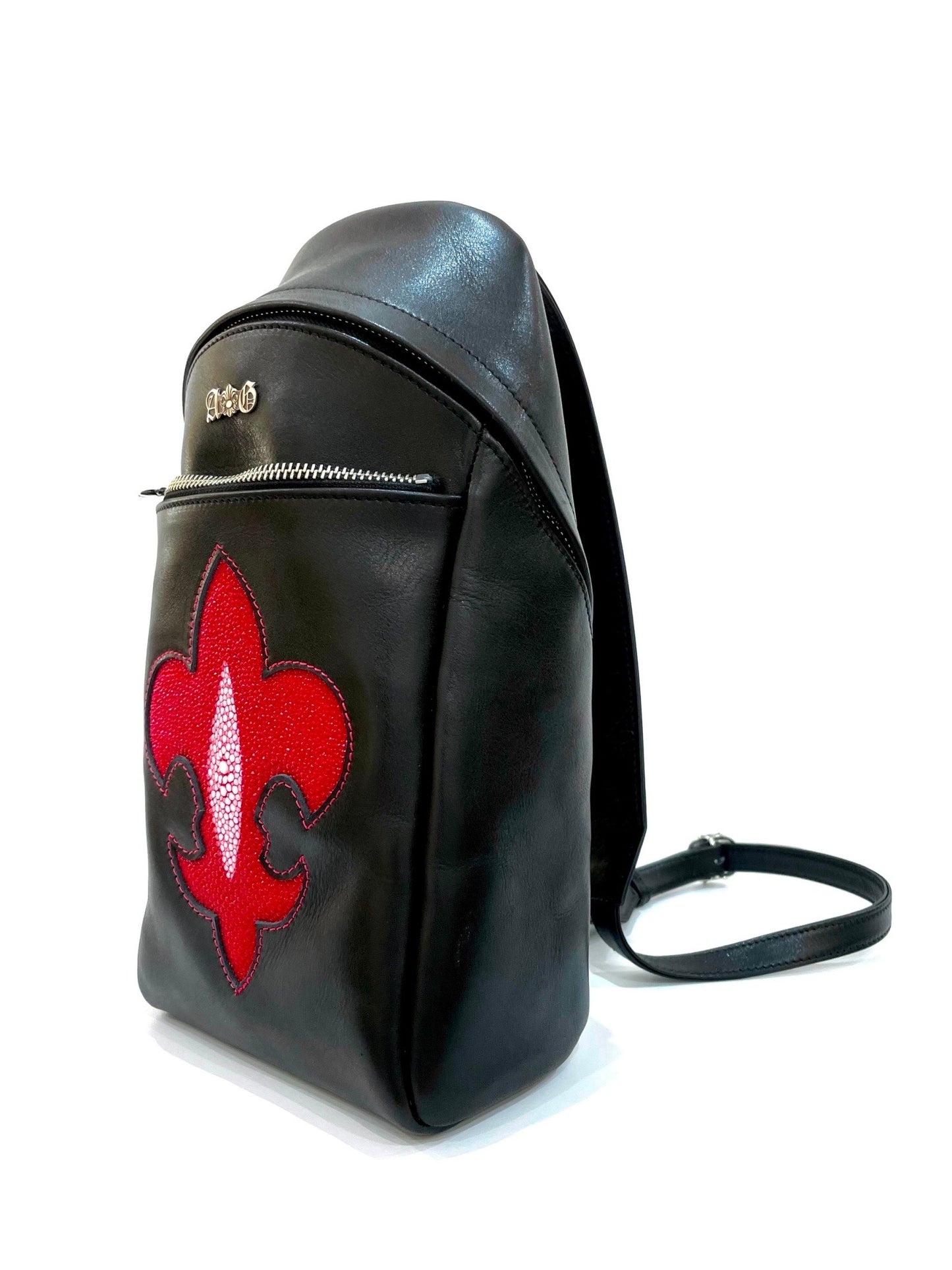 Leather one shoulder bag RED STINGRAY FDL
