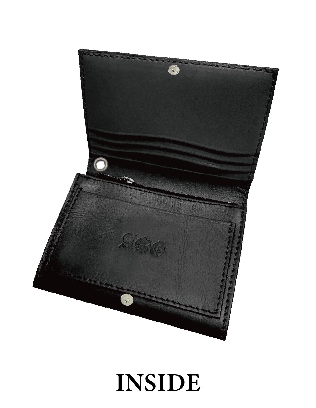 A&G【受注】BLACK LEATHER MINI WALLET CROSS30