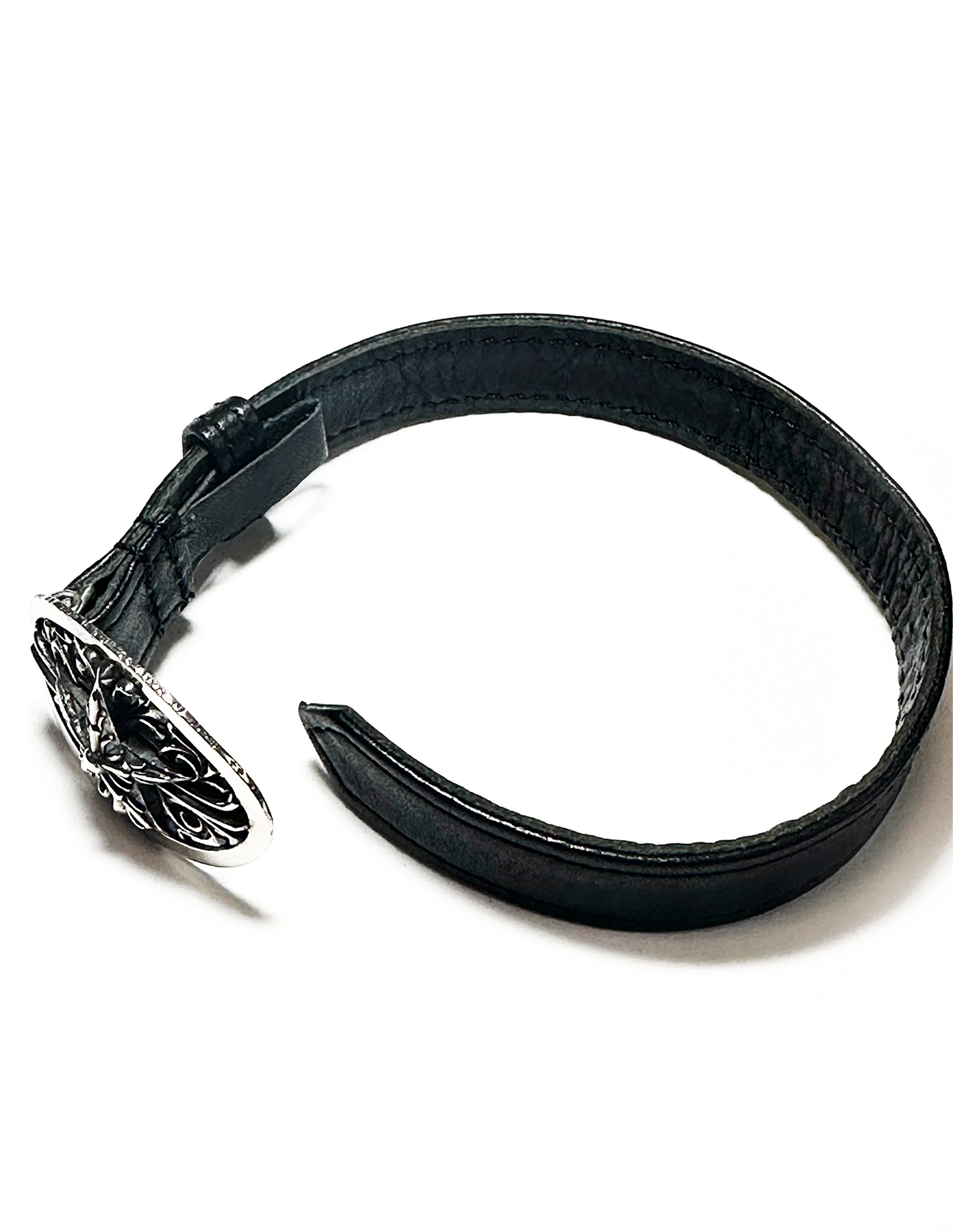 A&G SILVER MINI BUCKLE LEATHER BRACELET【3営業日発送】