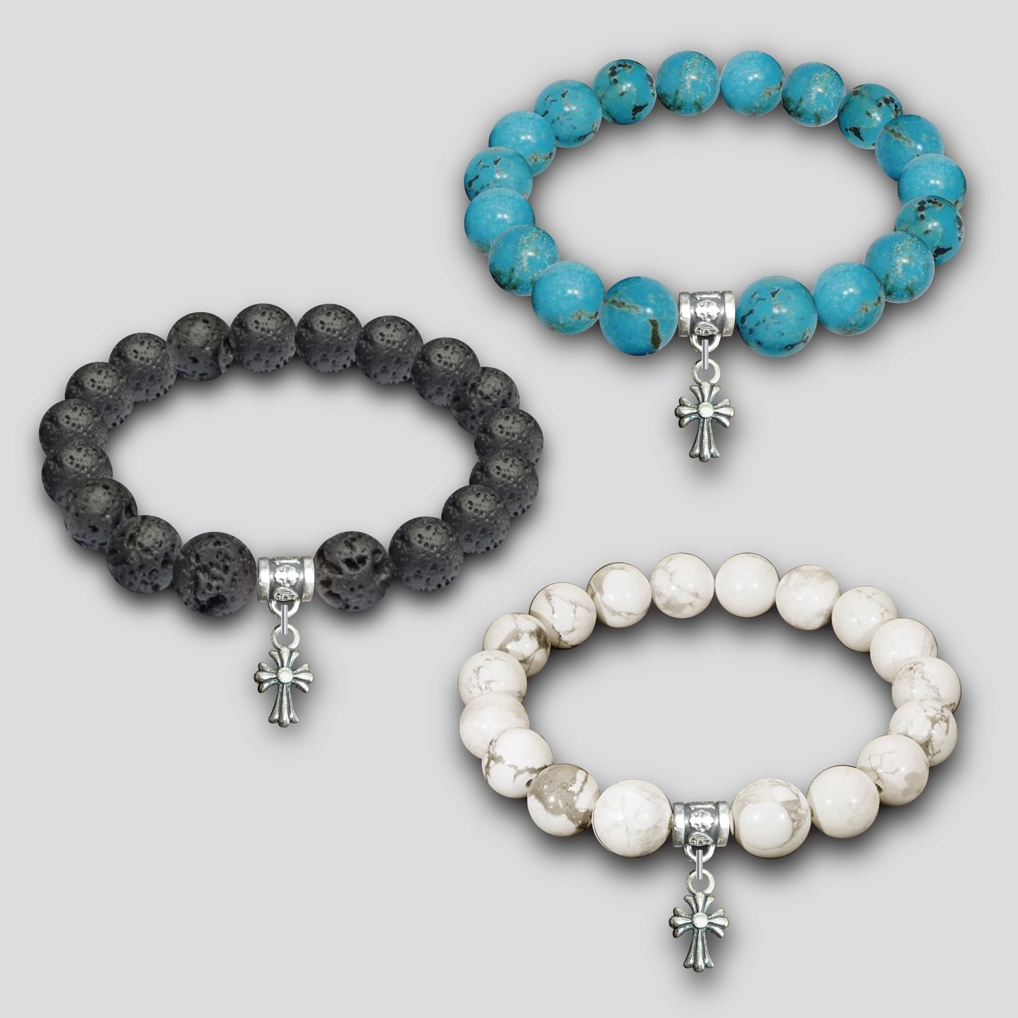 【A&G】STONE+SILVER925 BRACELET/CROSS