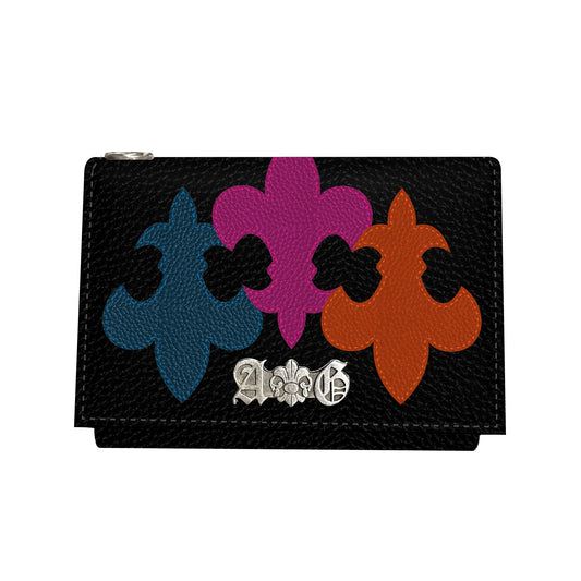 A&G LEATHER MINI WALLET MULTICOLOR BLACK