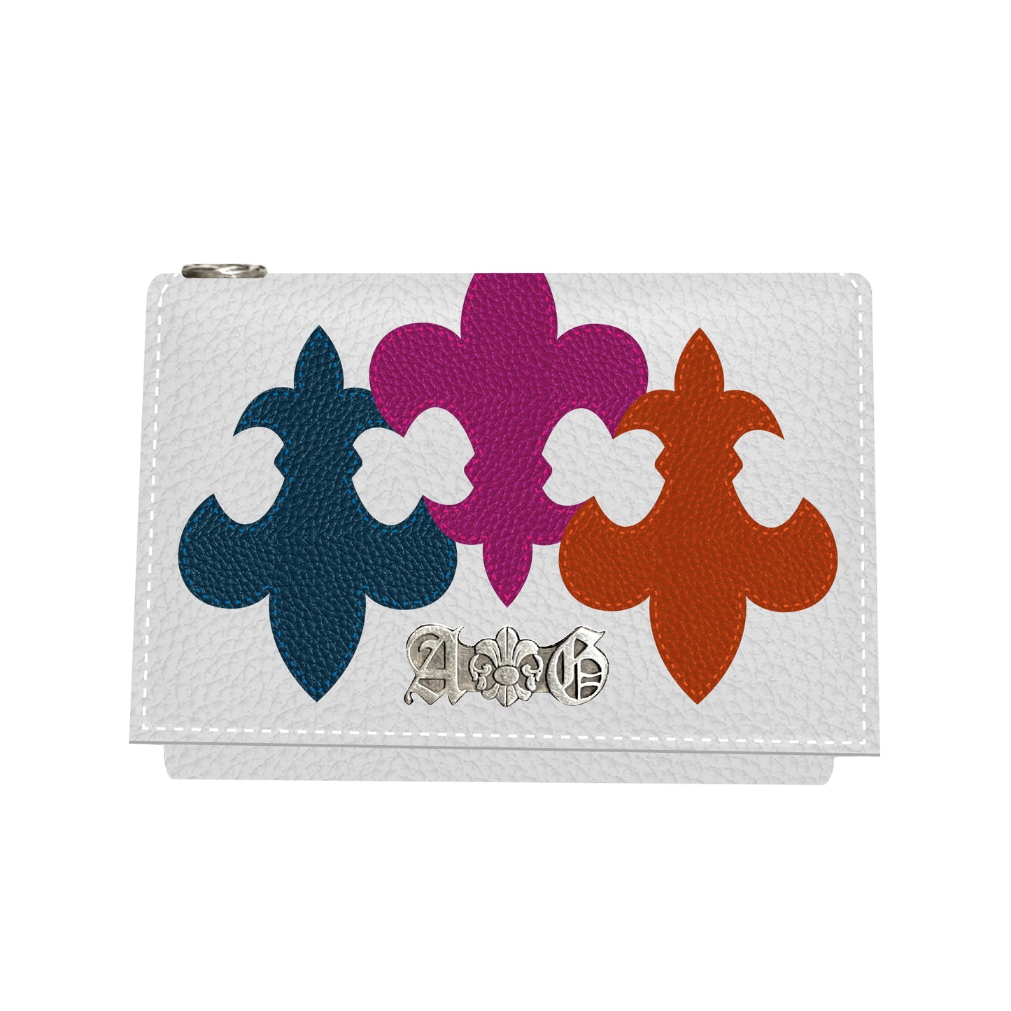 A&G LEATHER MINI WALLET MULTICOLOR WHITE
