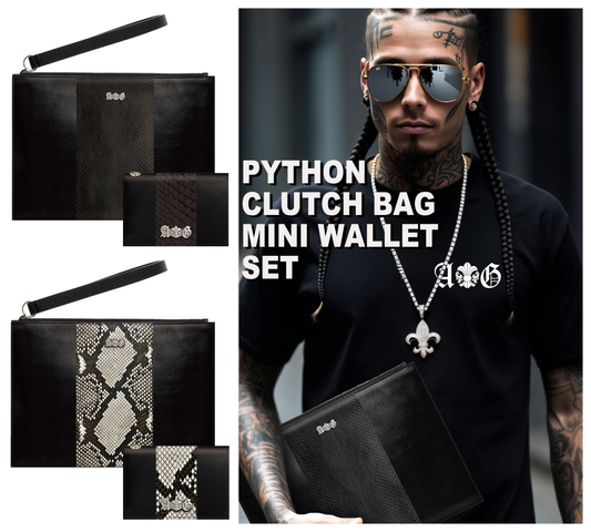 【セット販売】【受注】A&G15th PYTHON CLUTCH BAG & MINI WALLET SET