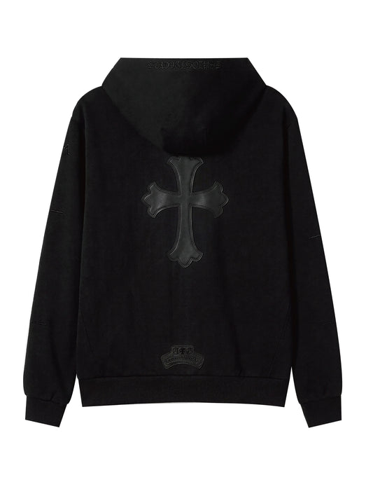 A&G【受注】SS SILK COTTON BLEND HOODIE BLACK/CROSS(LIMITD)