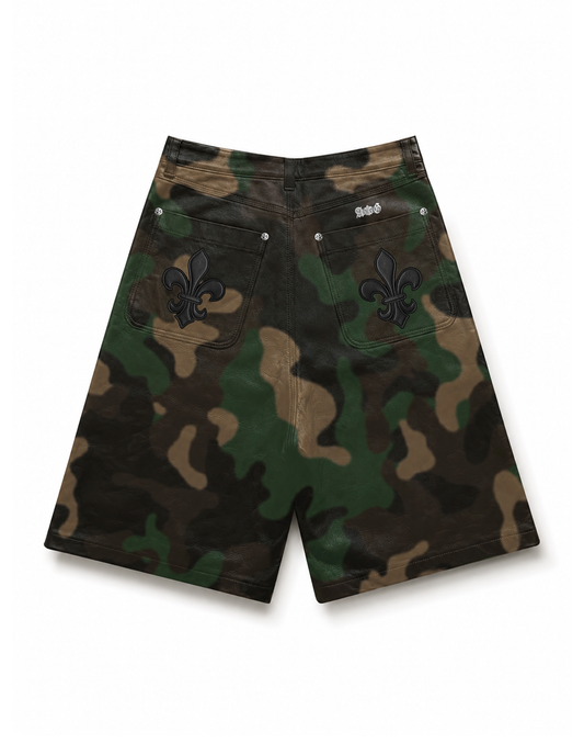 A&G【受注】CAMO LEATHER SHORTS/FDL/BK