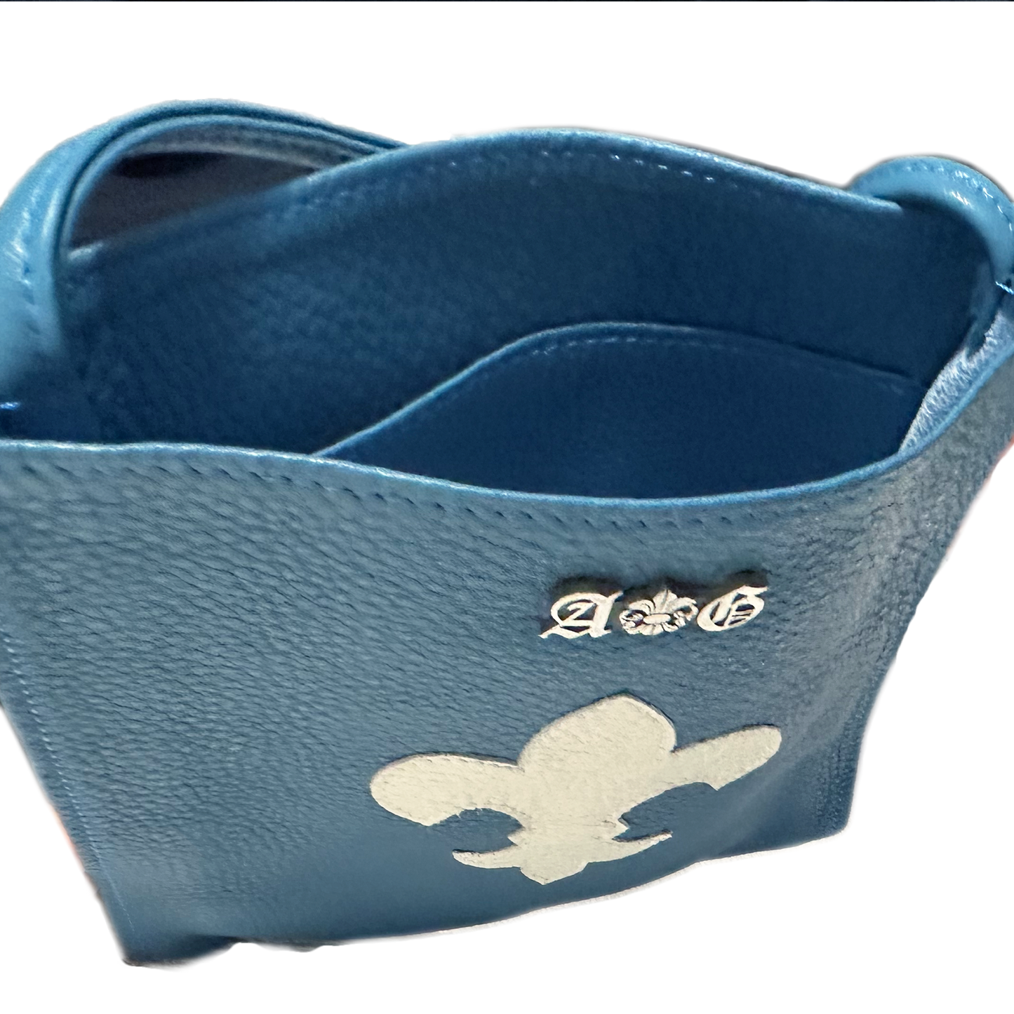 A&G【現品限り】LEATHER SHOULDER MINI BAG TURQUOISE BLUE/WHITE