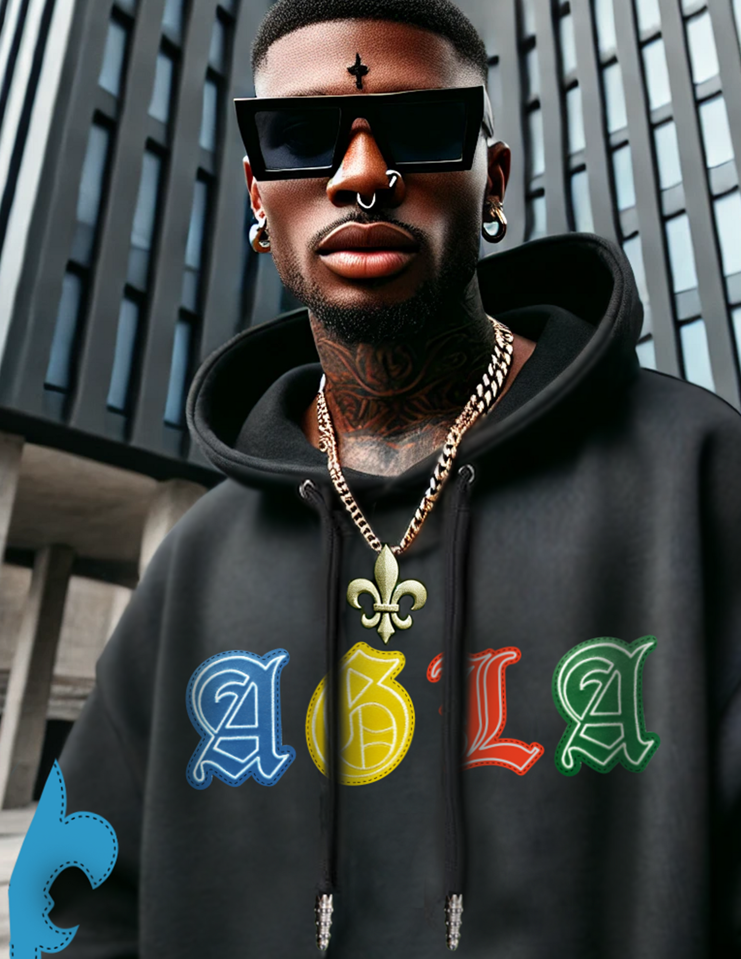 A&G【受注】15oz LEATHER MULUTI COLOR  PATCH  Hoodie