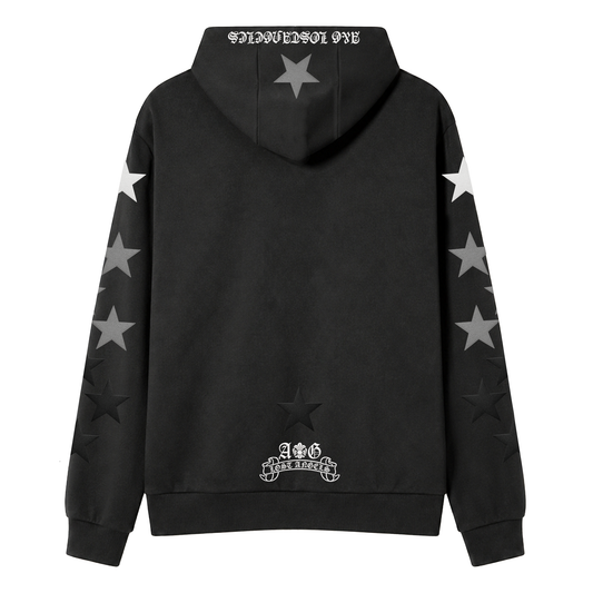 A&G【受注限定5着】SILK&COTTON HOODIE/STAR/BLACK