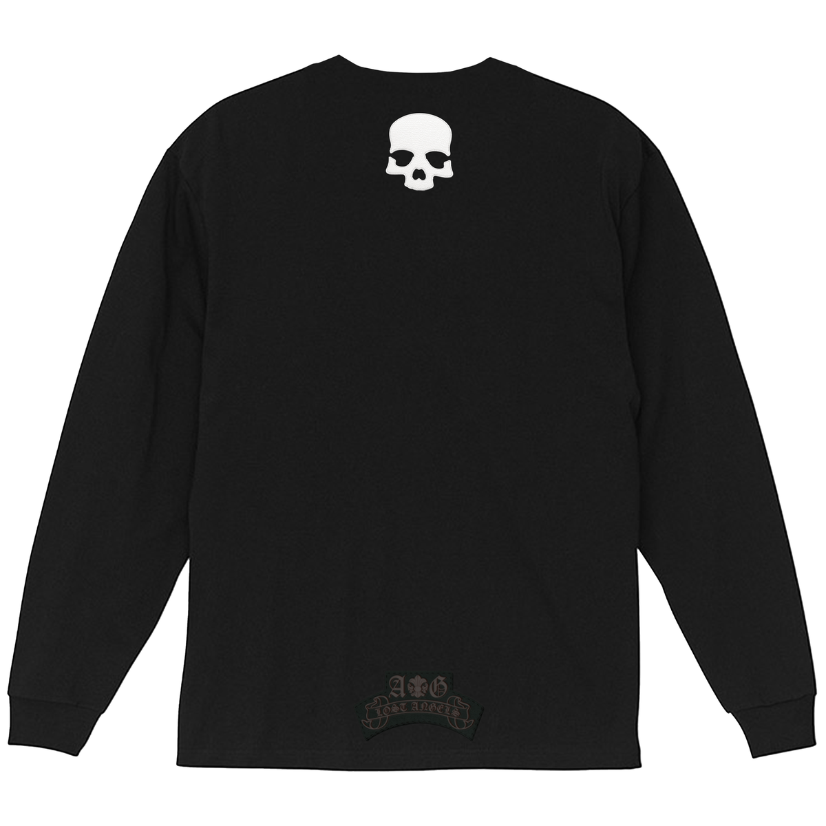 A&G【受注】LEATHER PATCH LONG SLEEVE TEE/SKULL/WH