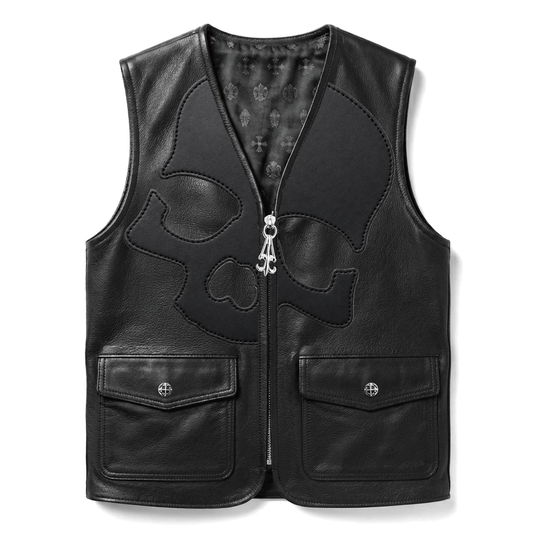 A&G【受注】LEATHER VEST/SKULL