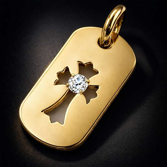 A&G【時価・受注】 18k CUT OUT CROSS  MINI DOGTAG/DIAMOND