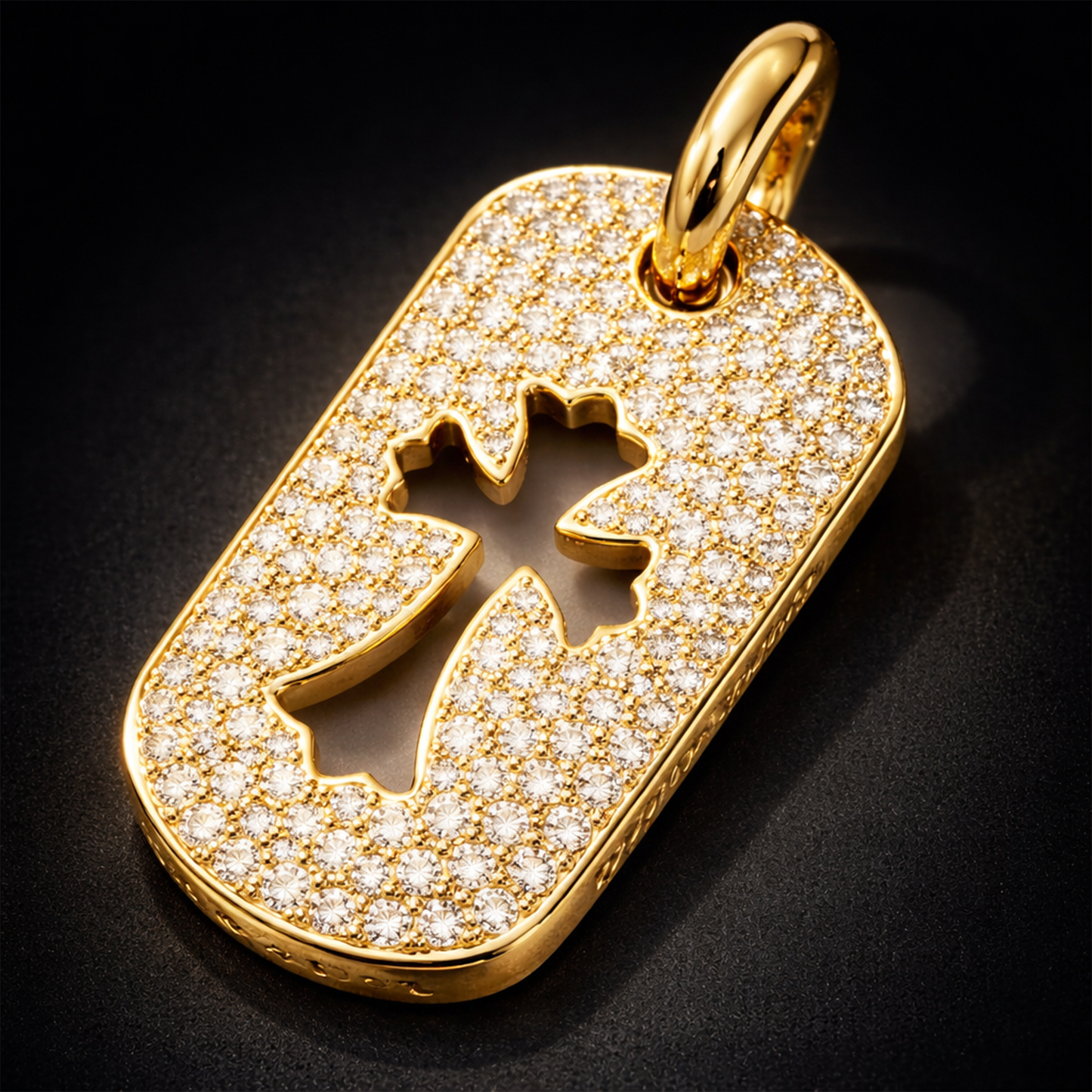 A&G【時価・受注】 18k CUT OUT CROSS  MINI DOGTAG/PAVE DIAMOND