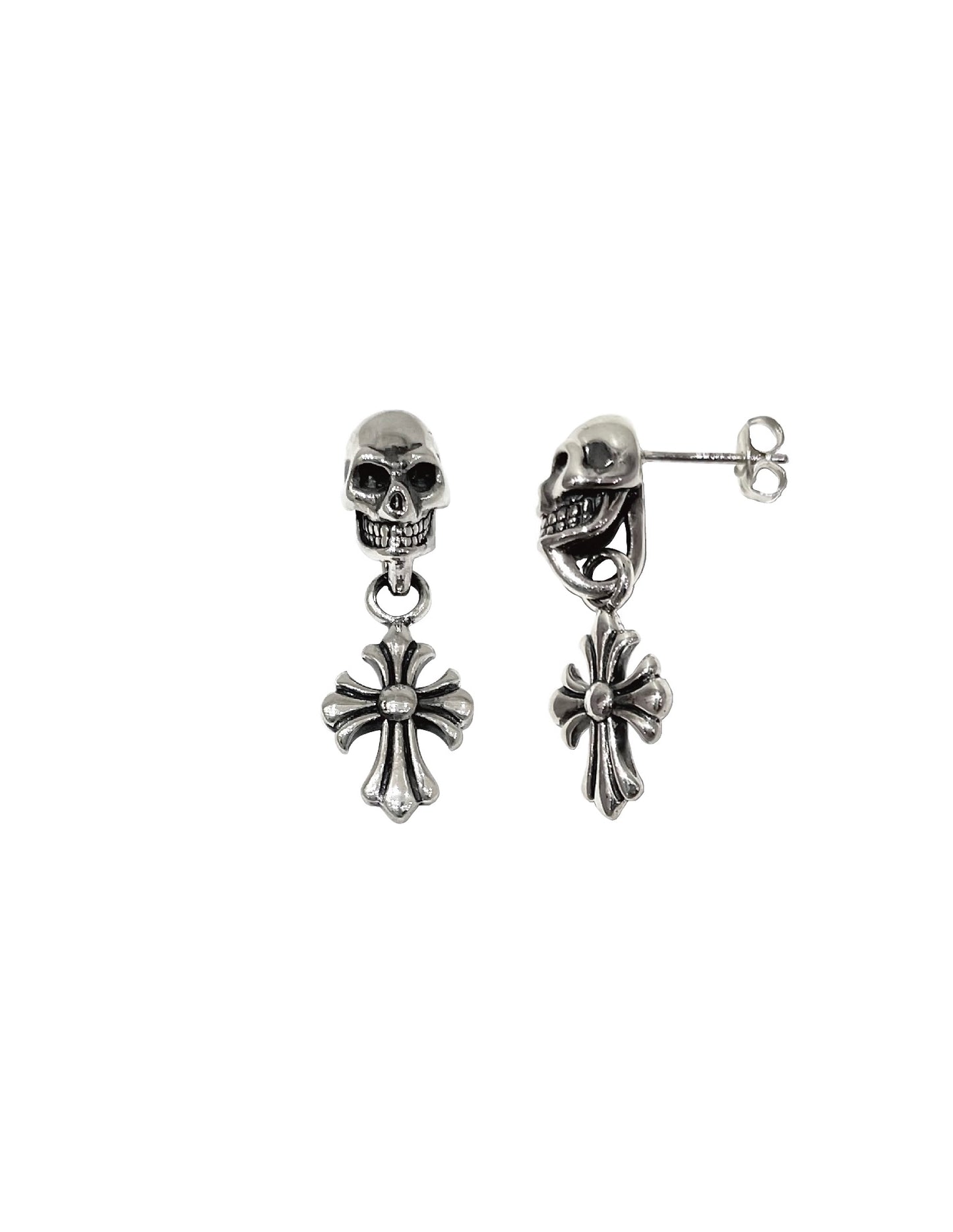 【xmas対象商品30%オフ】SKULL CROSS Dangle PIERCE