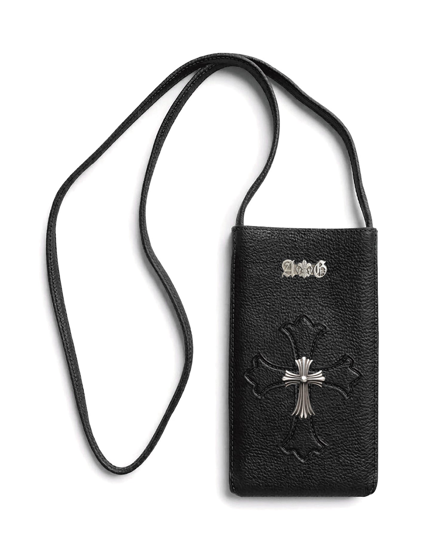A&G 【受注】BLACK LEATHER MOBILE POUCH CROSS45