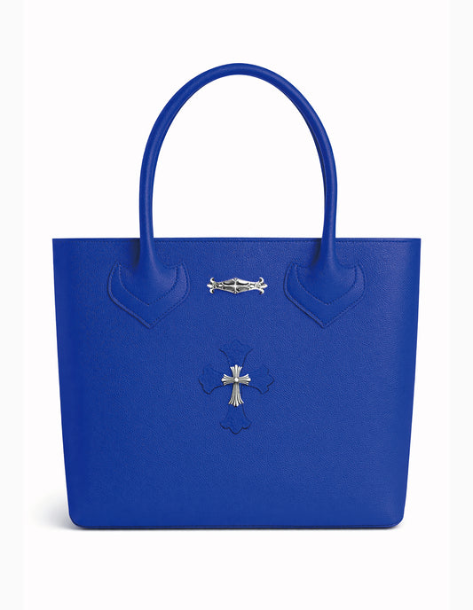 A&G【受注】BLUE Leather tote bag CROSS45