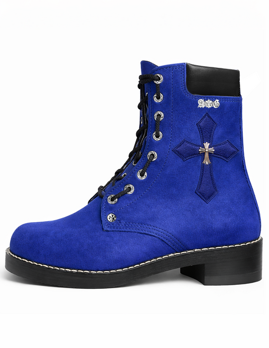 A&G【受注】6inc BOOTS BLUE SUEDE CROSS(Lace&Zip UP)