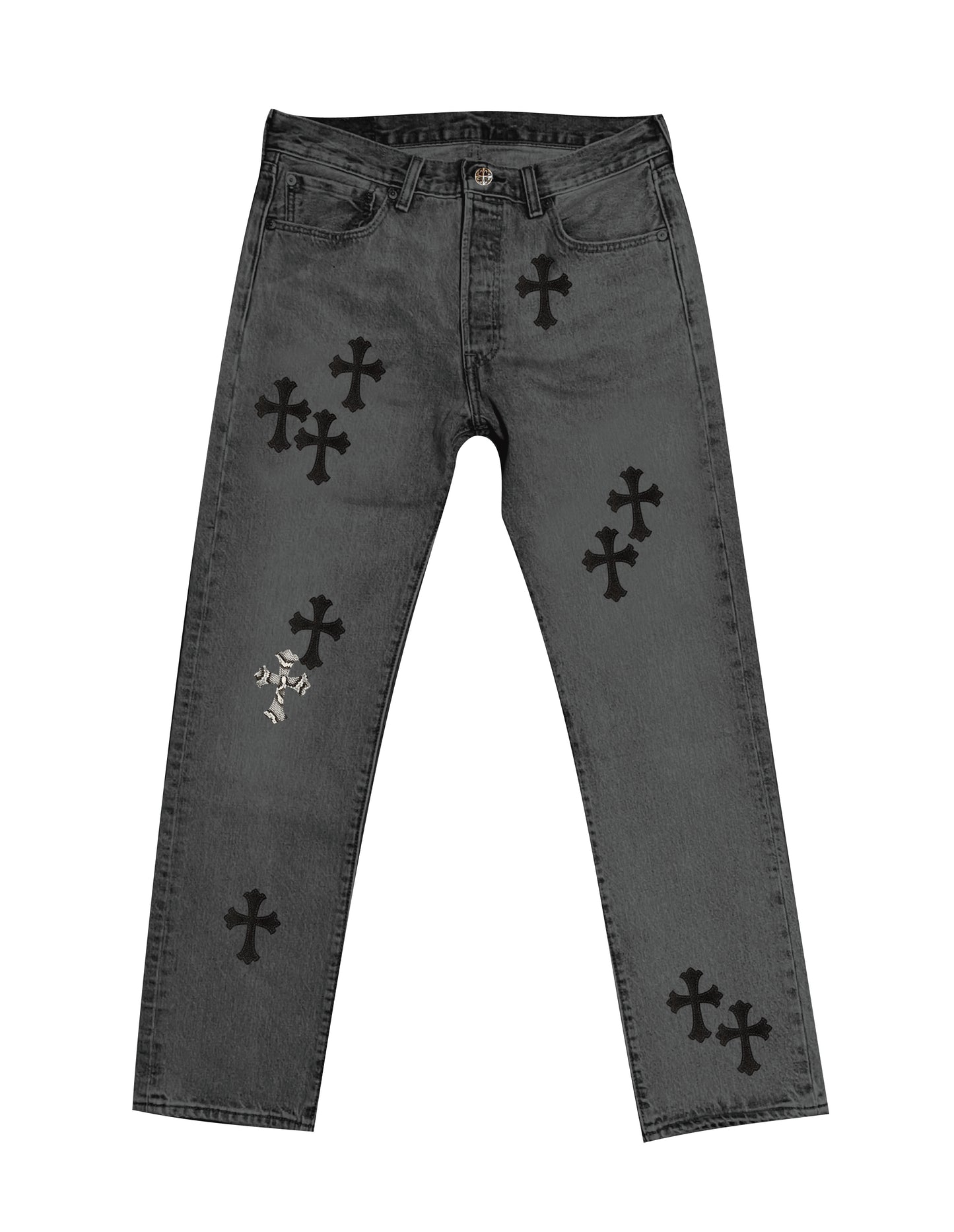 A&G【受注】DENIM  LEATHER PATCH CUSTOM(BK)