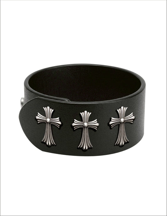 A&G【受注】LEATHER BRACELET /3CROSS