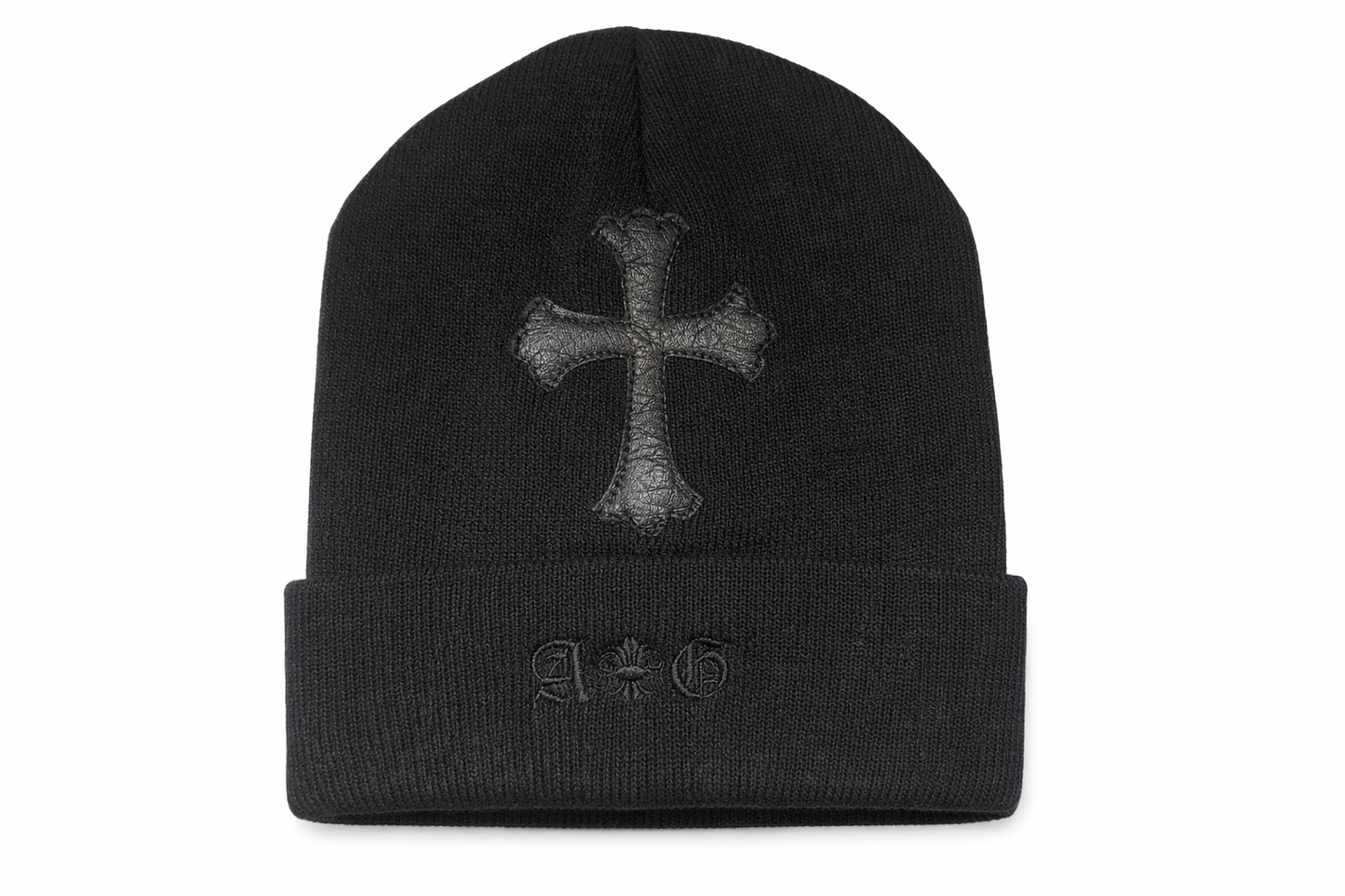 A&G LEATHER CROSS KNIT CAP