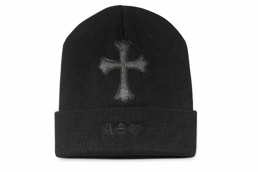 A&G LEATHER CROSS KNIT CAP