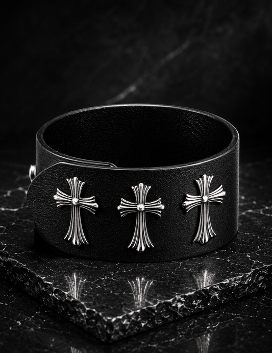 A&G【受注】LEATHER BRACELET /3CROSS