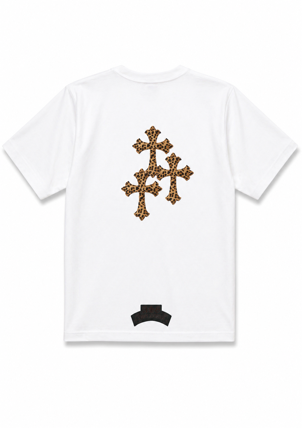 A&G【受注】LEATHER PATCH LEOPARD CROSS TEE/WH