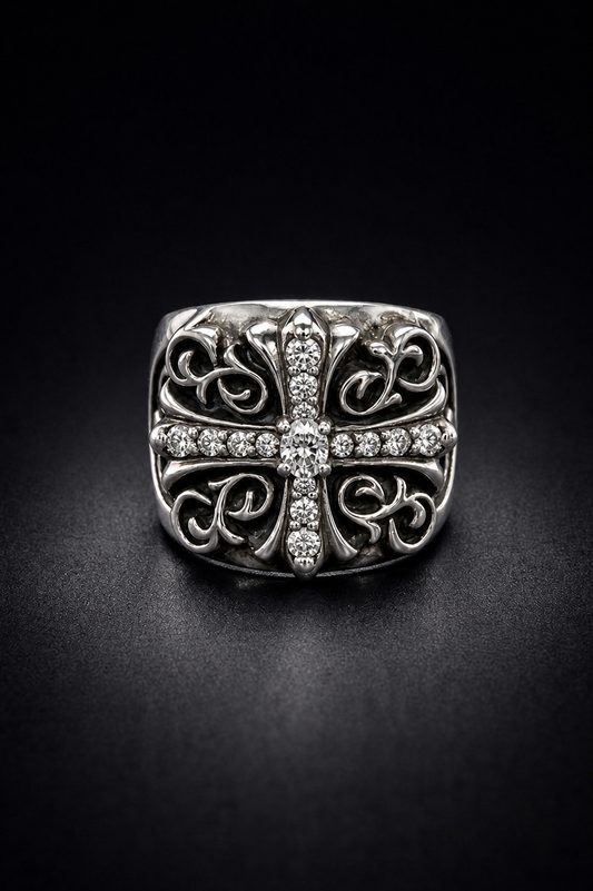 A&G【受注】FLORAL CROSS RING[LAB DIAMOND]