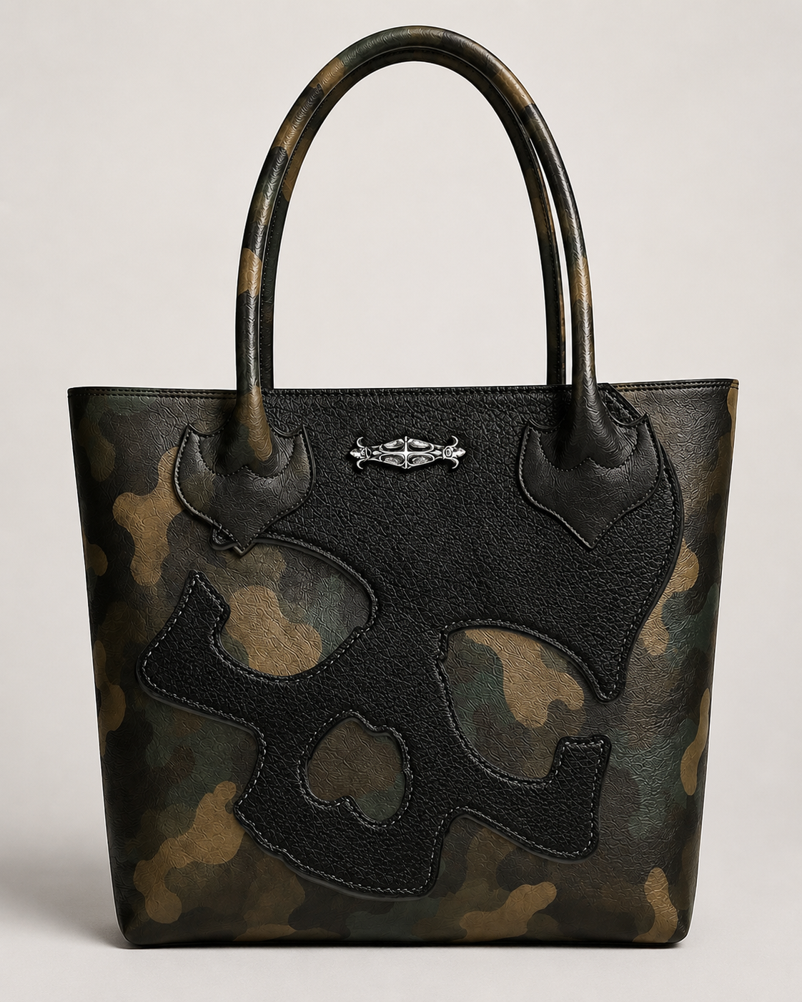 A&G【受注】SKULL LEATHER TOTE BAG/CAMO