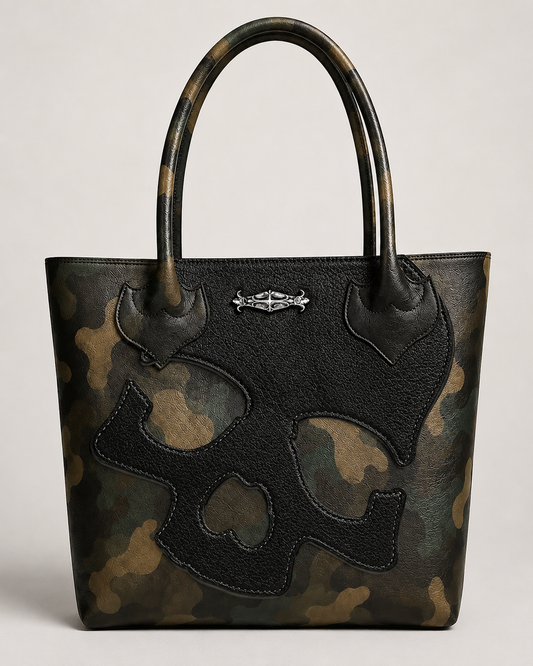 A&G【受注】SKULL LEATHER TOTE BAG/CAMO
