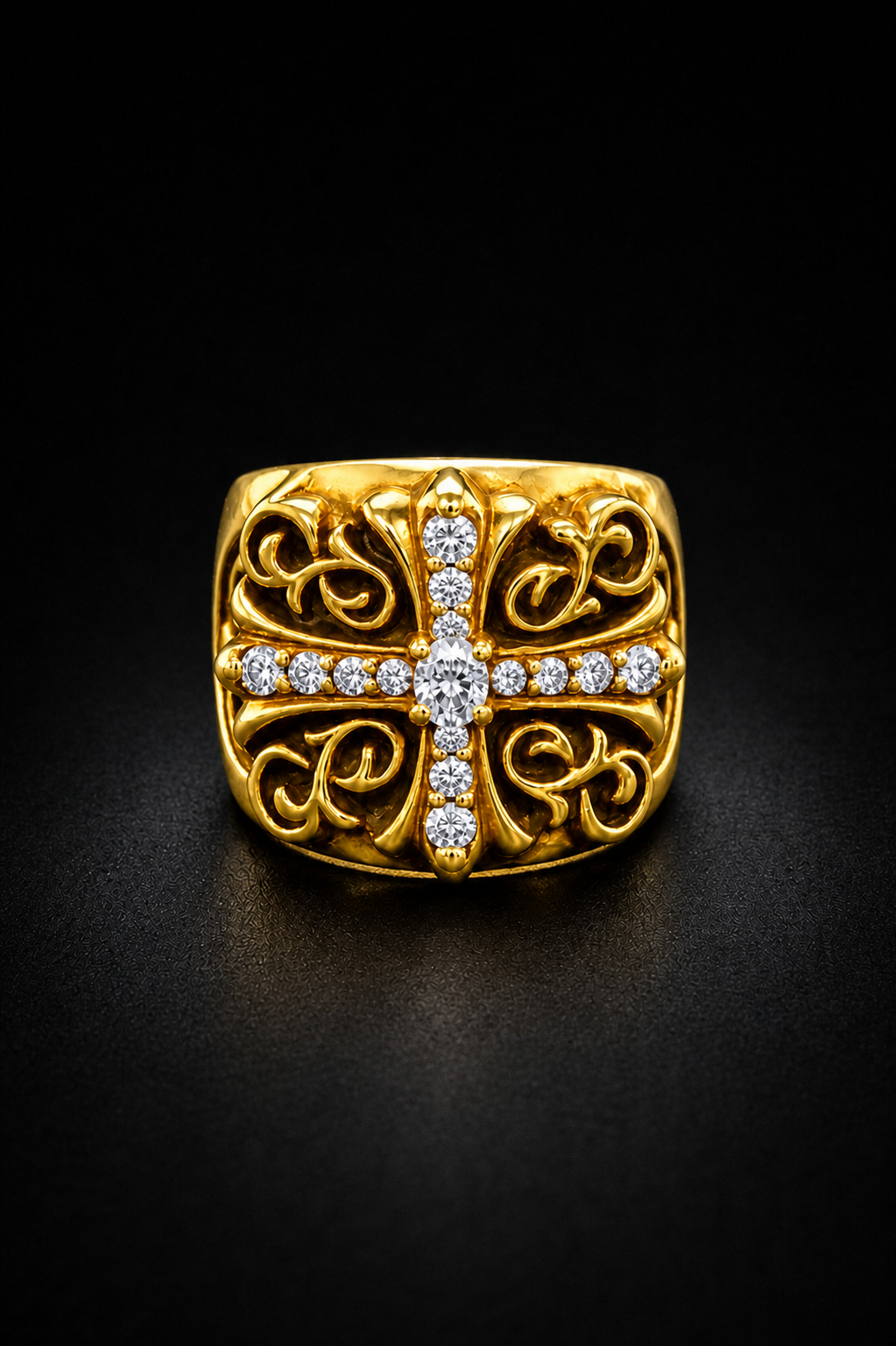 A&G【受注】18k FLORAL CROSS RING[LAB DIAMOND]
