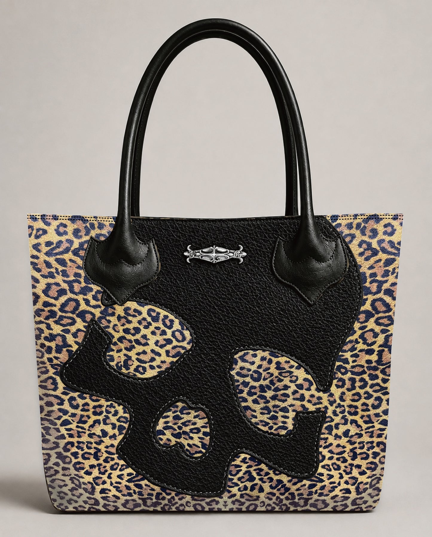 A&G【受注】SKULL SUEDE LEATHER TOTE BAG/LEOPARD