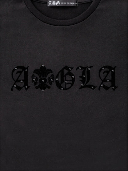 AGLA FULL CRYSTAL TEE /BLACK [Ships in 3 business days]