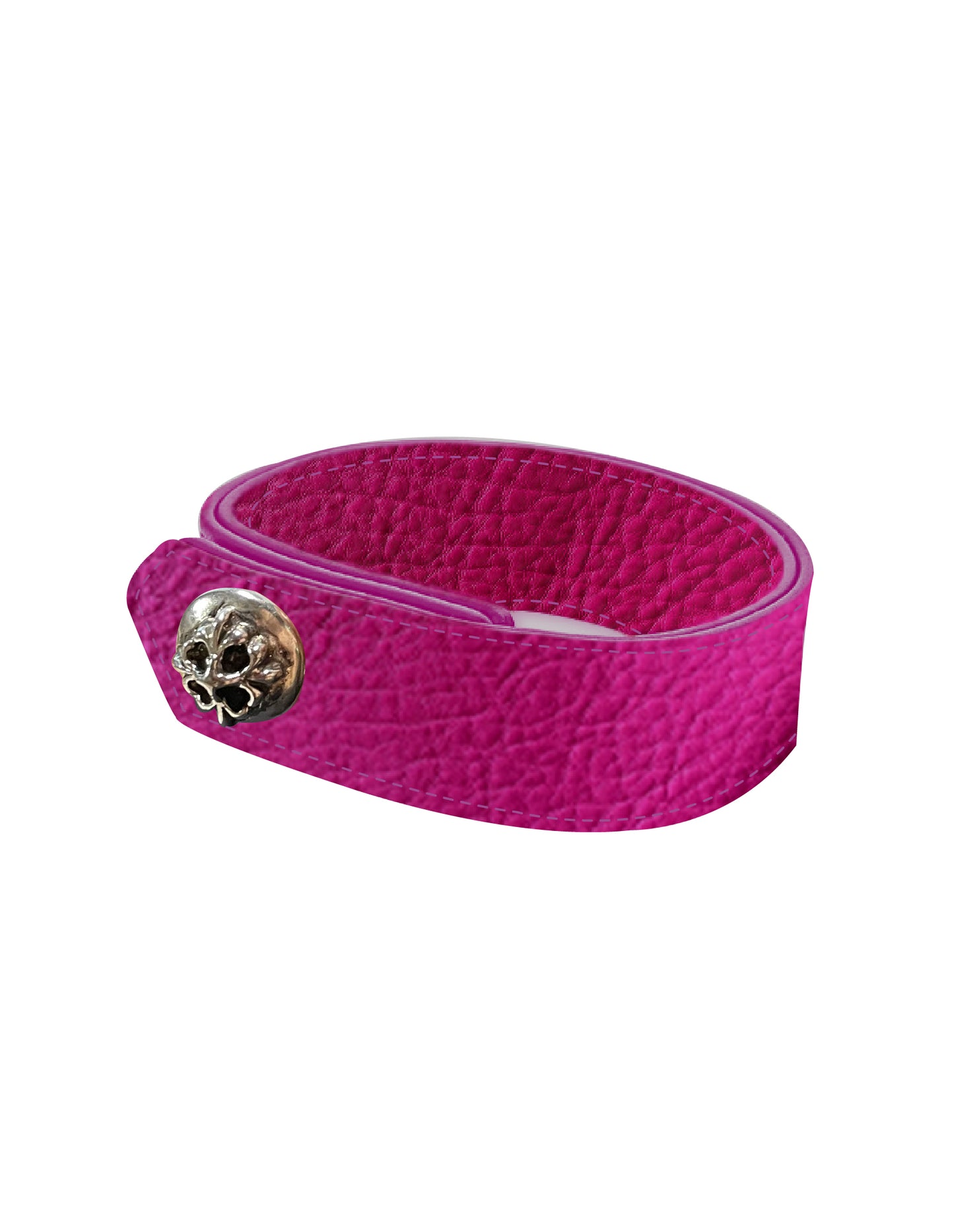 SILVER BUTTON LEATHER BRACELET/PINK【３営業日発送】