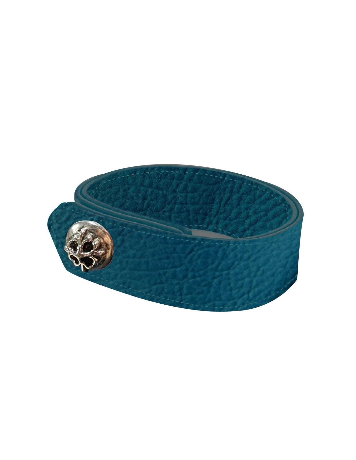 SILVER BUTTON LEATHER BRACELET/TURQUOISE 【３営業日発送】