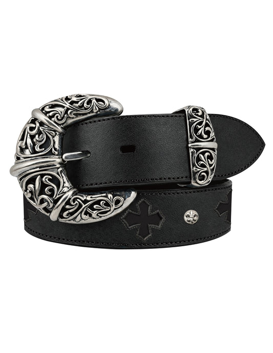 A&G 【受注】CROSS LEATHER BELT SILVER STUDS