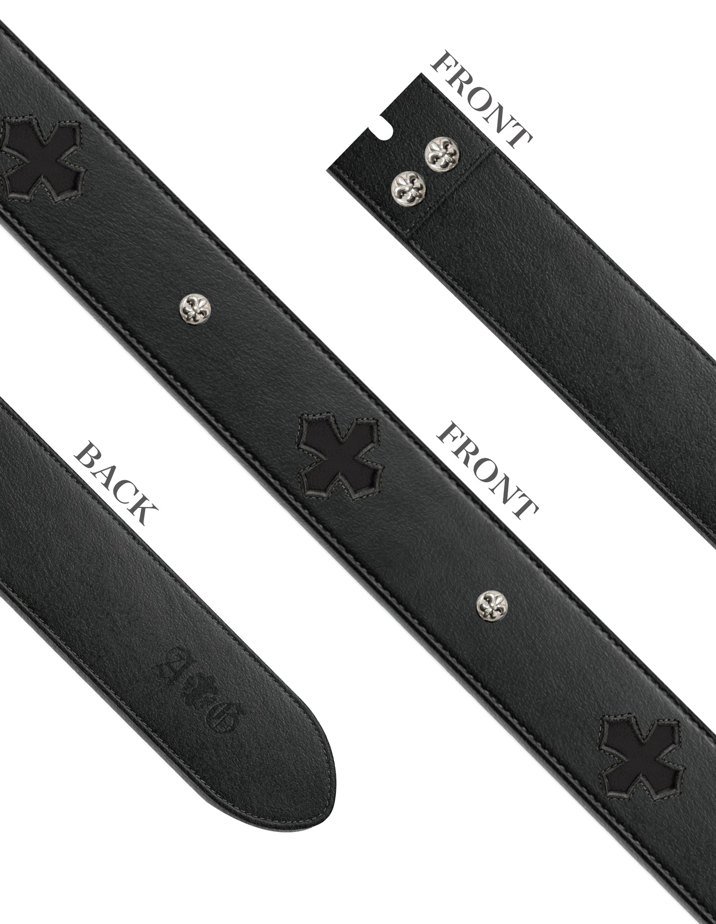 A&G 【受注】CROSS LEATHER BELT SILVER STUDS