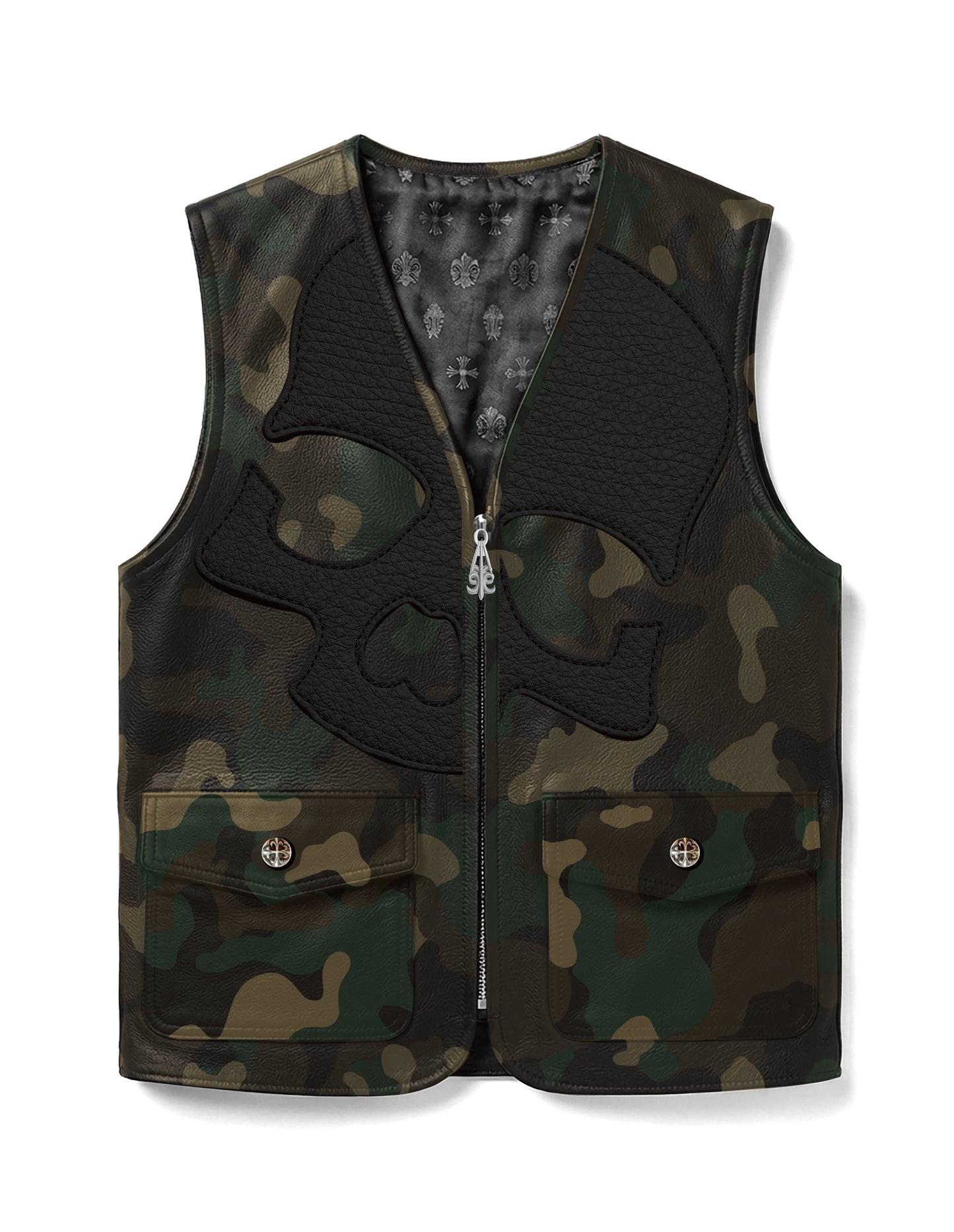 A&G【受注】SKULL CAMO LEATHER  VEST
