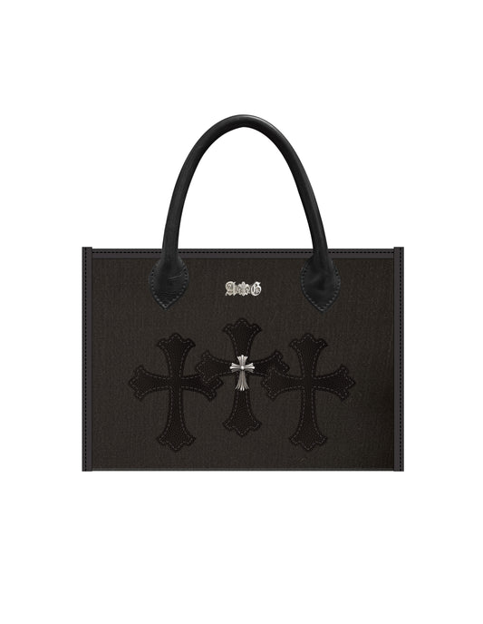 A&G【受注】BLACK DENIM  SQUARE TOTE BAG(M)
