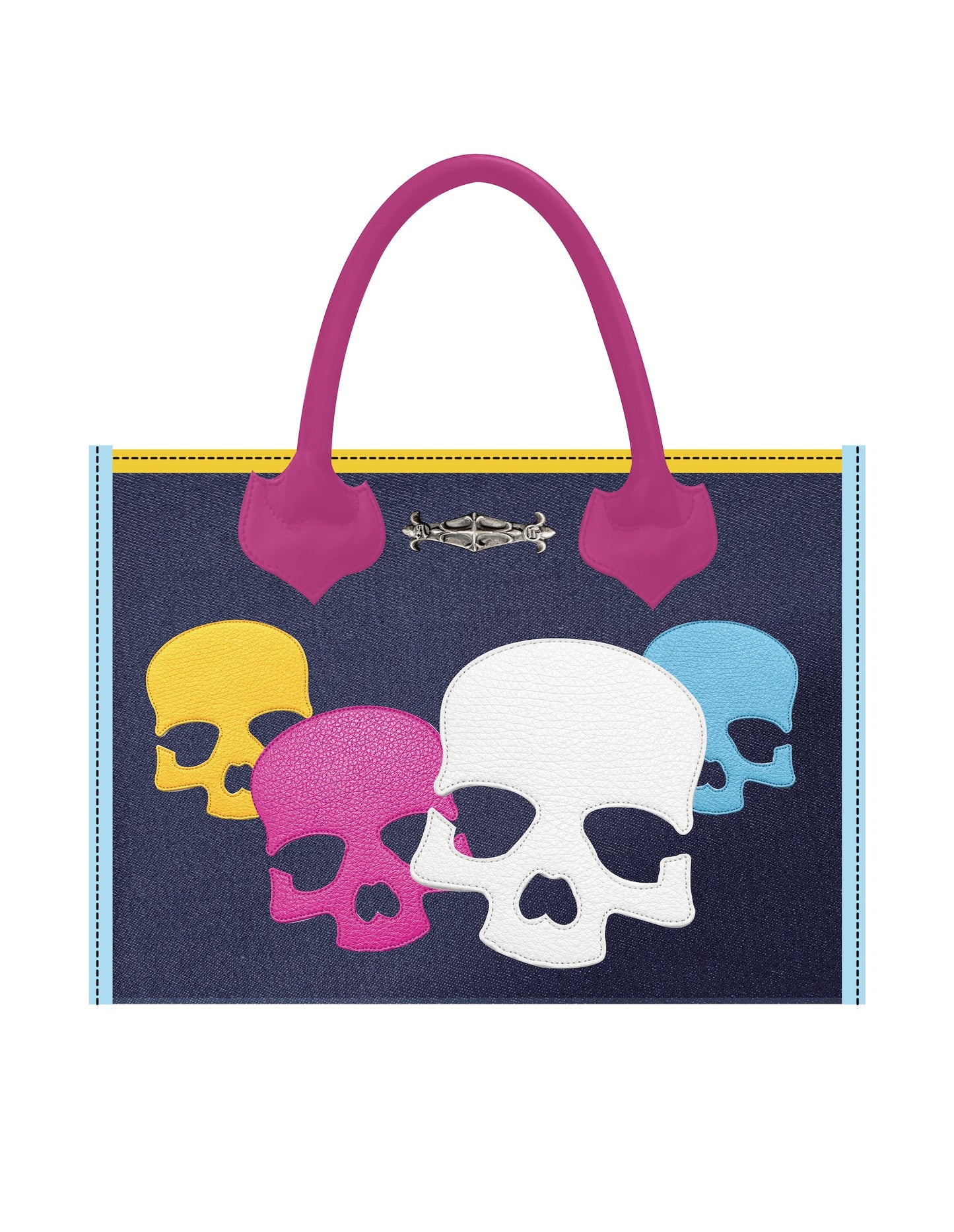 A&G【受注】SKULL DENIM  SQUARE TOTE BAG(M)