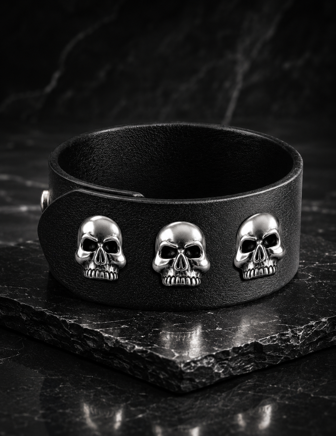 A&G【受注】LEATHER BRACELET /3SKULL