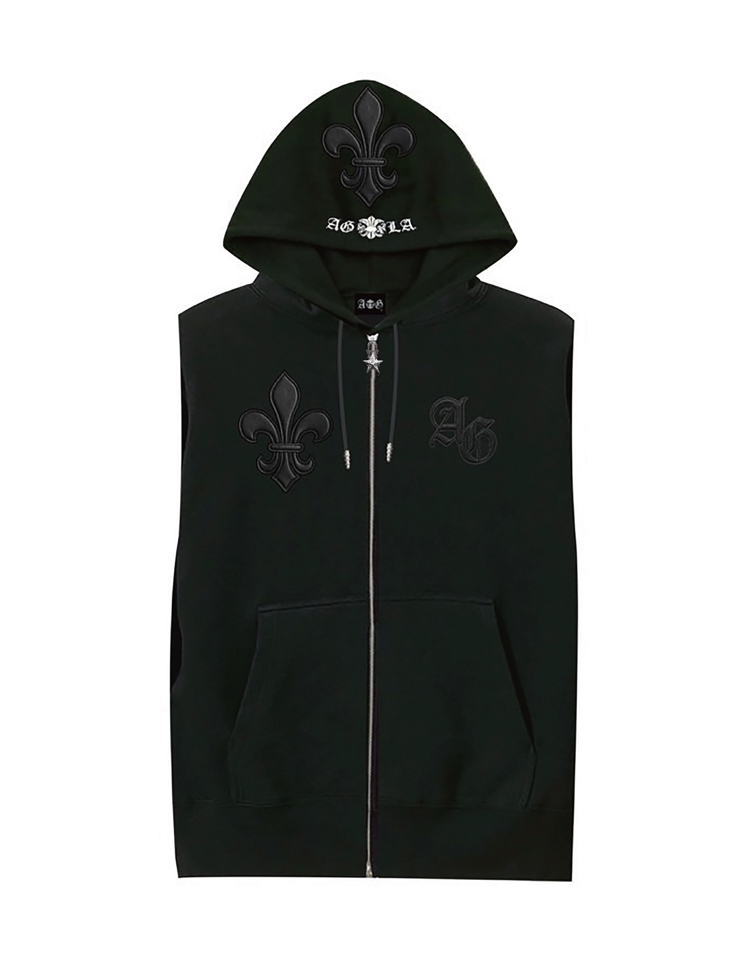 A&G【受注】NO SLEEVE HOODIE BLACK/FDL