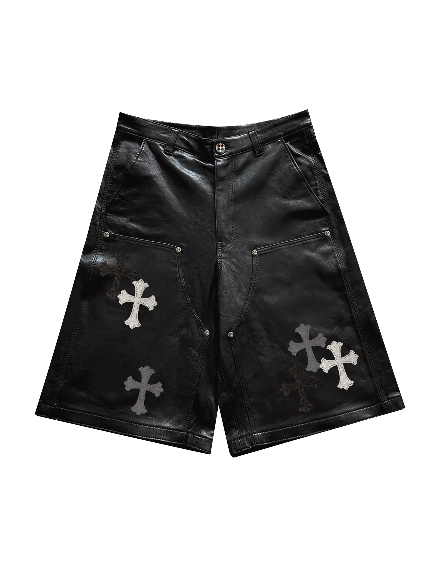 A&G【受注】LEATHER SHORTS/CROSS/GR